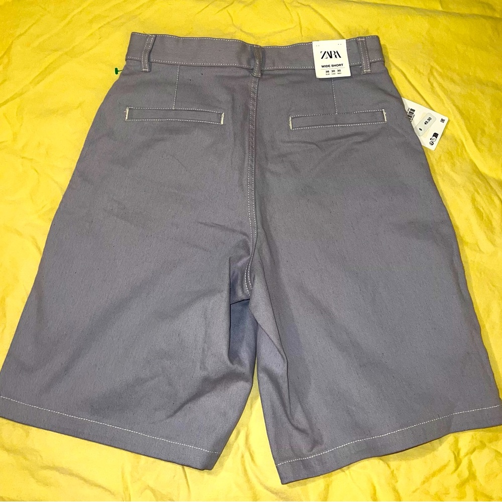 Zara Wide Shorts in a light purple-gray color